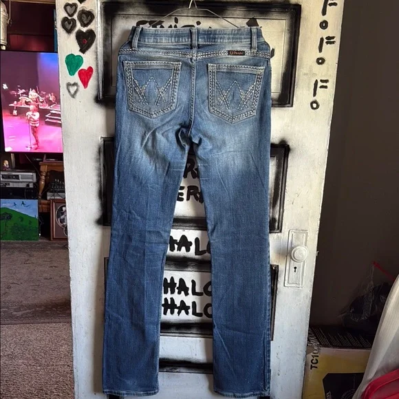 Wrangler Blue Straight Leg Jeans Classic Style - Picture 5 of 7